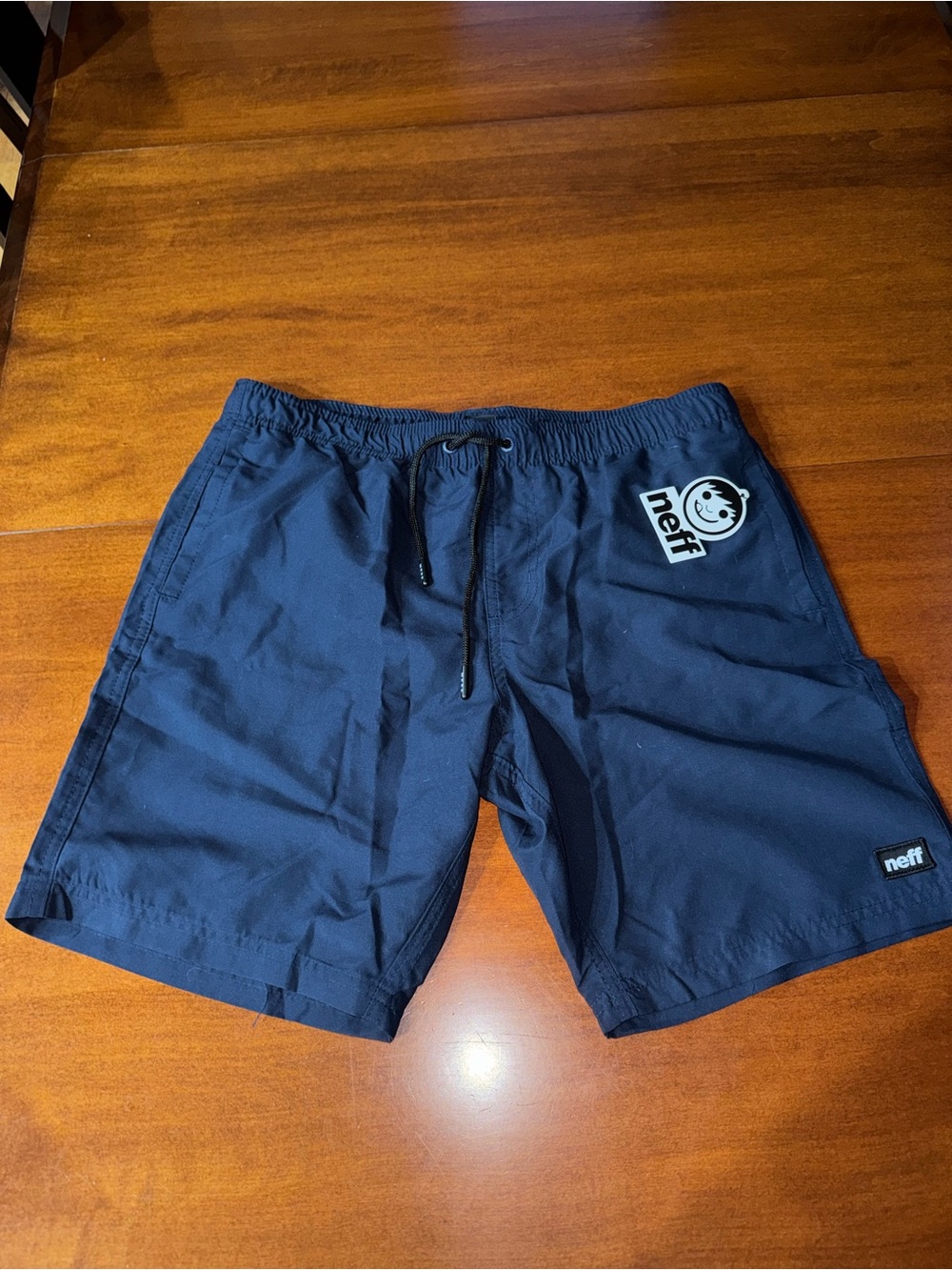 NWT Neff Men’s Medium Navy Blue Swim Trunks Board Shorts Drawstring
